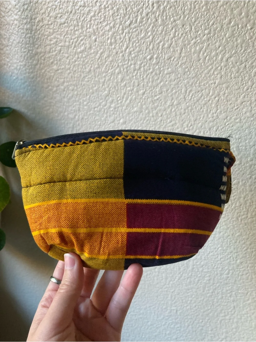 Bohemian Style Zip Pouch - Yellow, Maroon & Black